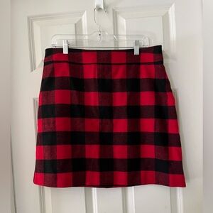 NWT Women's J. Crew Red & Black Buffalo Check Tartan Plaid Skirt wool sz 14
